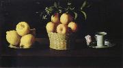 Style life with lemon of orange and a rose Francisco de Zurbaran